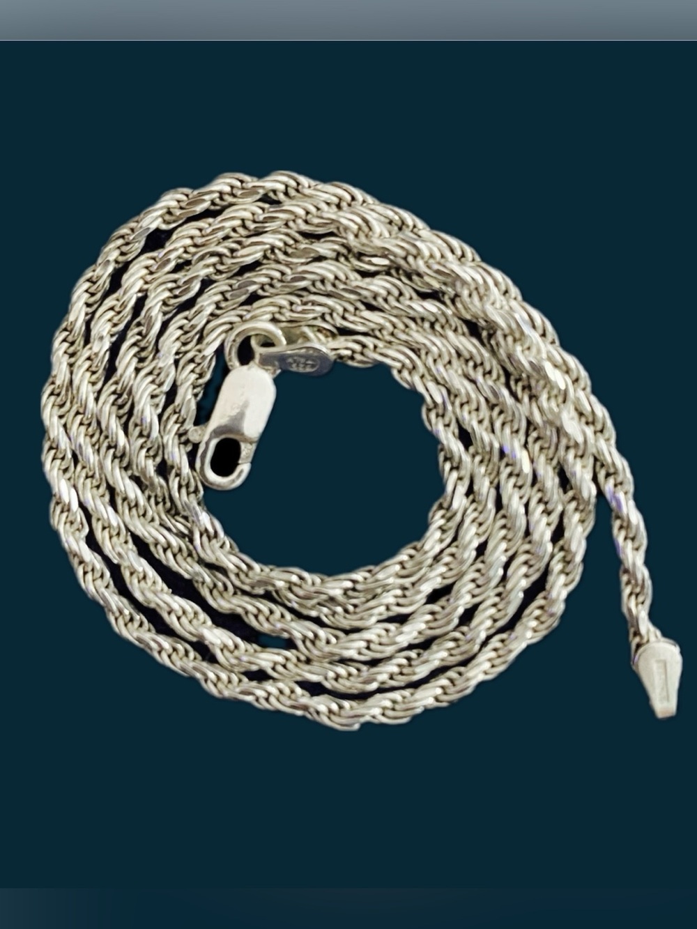 VTG Italian 925 Sterling Silver Rope Chain Necklace 20” NWT 8.68g Unisex